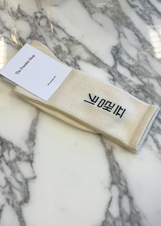 MenWomen Frankie In Korean Ribbed Socks 8211 Vanilla The Frankie Shop