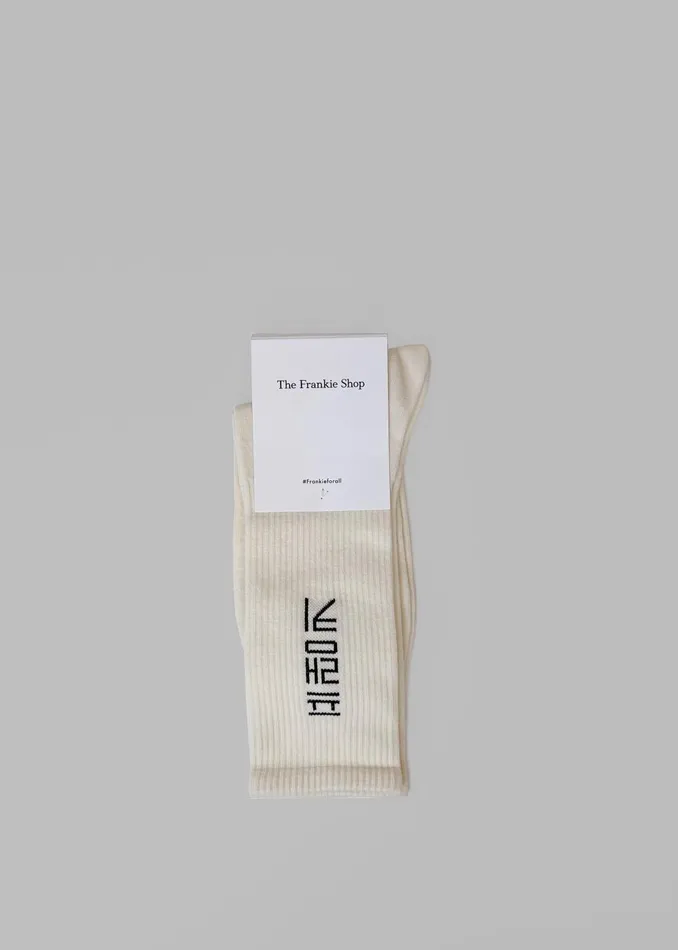 MenWomen Frankie In Korean Ribbed Socks 8211 Vanilla The Frankie Shop