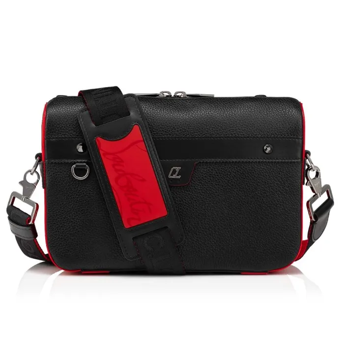 MenWomen Ruisbuddy Messenger Bag 8211 Grained Calf Leather And Rubber 8211 Black Christian Louboutin Crossbody Bags