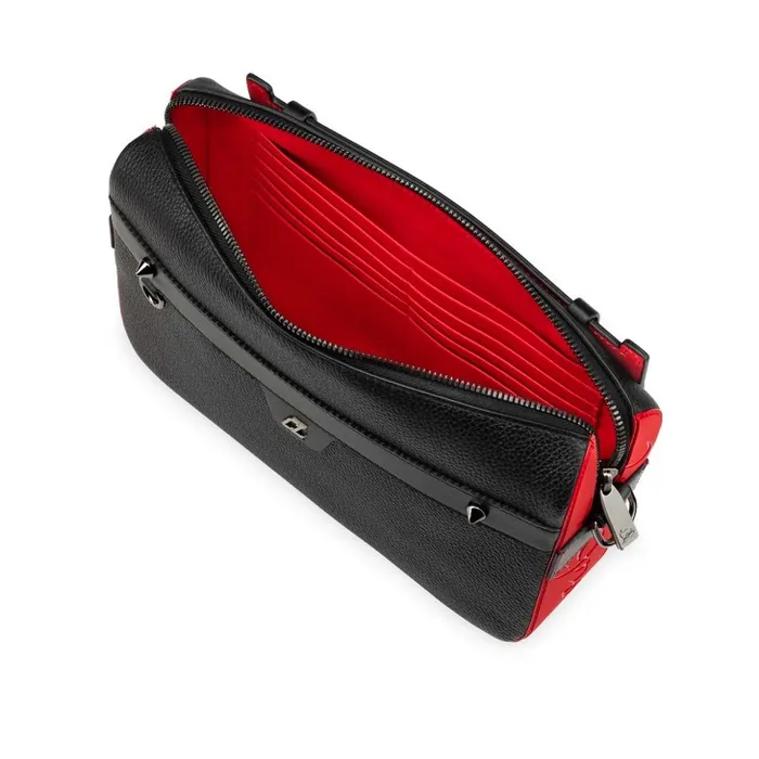 MenWomen Ruisbuddy Messenger Bag 8211 Grained Calf Leather And Rubber 8211 Black Christian Louboutin Crossbody Bags
