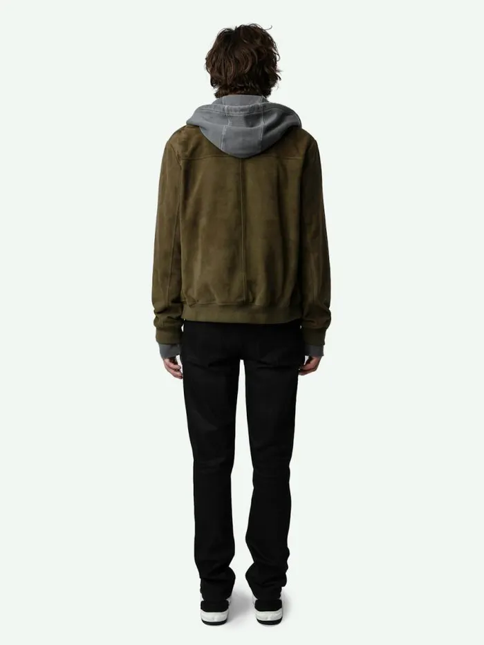 Men Zadig and Voltaire Jackets and Coats Lonni Suede Jacket Kaki Canvas