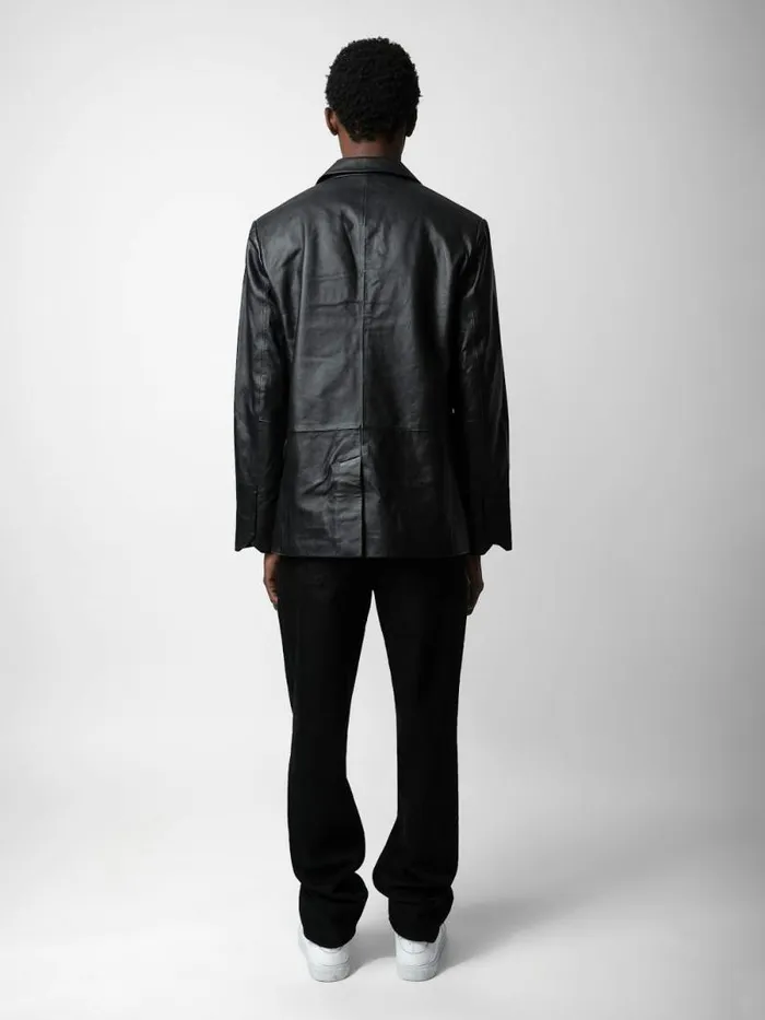 Men Zadig and Voltaire Jackets and Coats Valfried Leather Blazer Black
