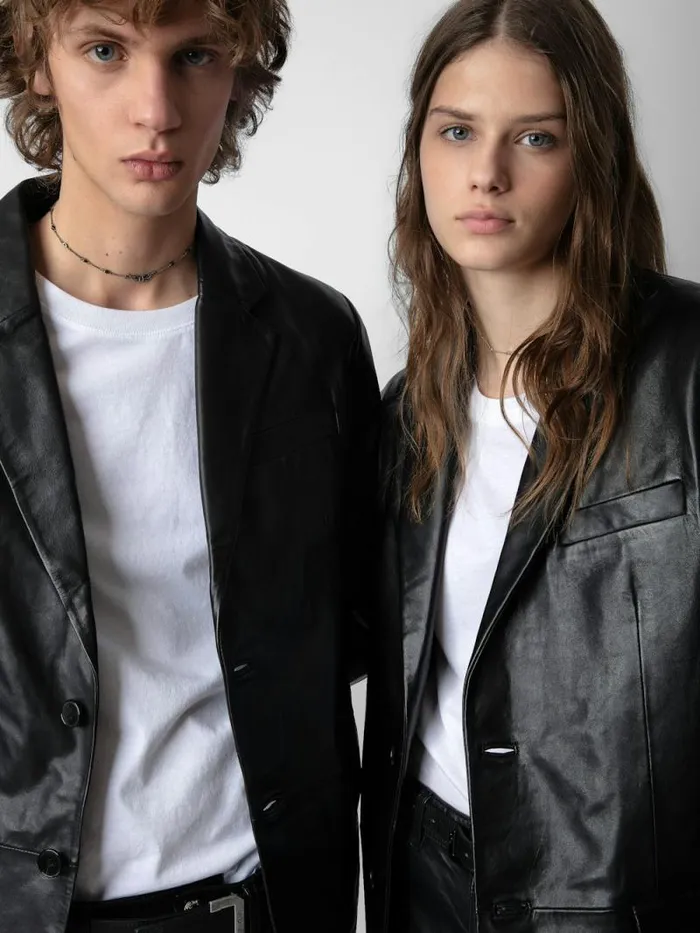 Men Zadig and Voltaire Jackets and Coats Valfried Leather Blazer Black