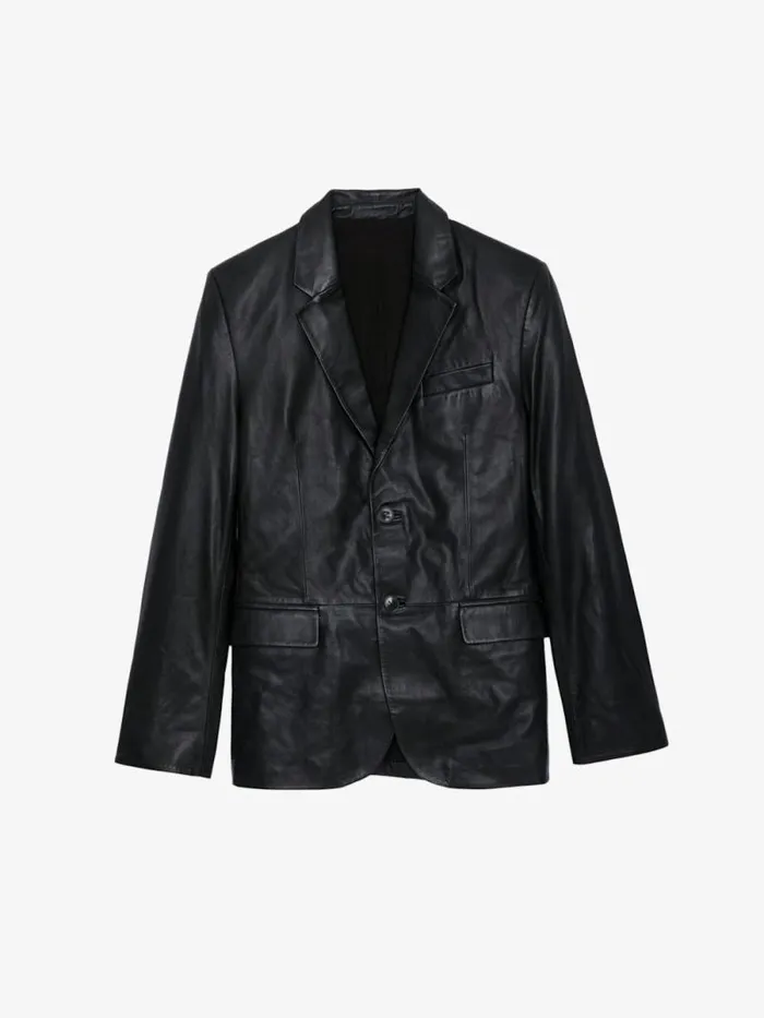 Men Zadig and Voltaire Jackets and Coats Valfried Leather Blazer Black