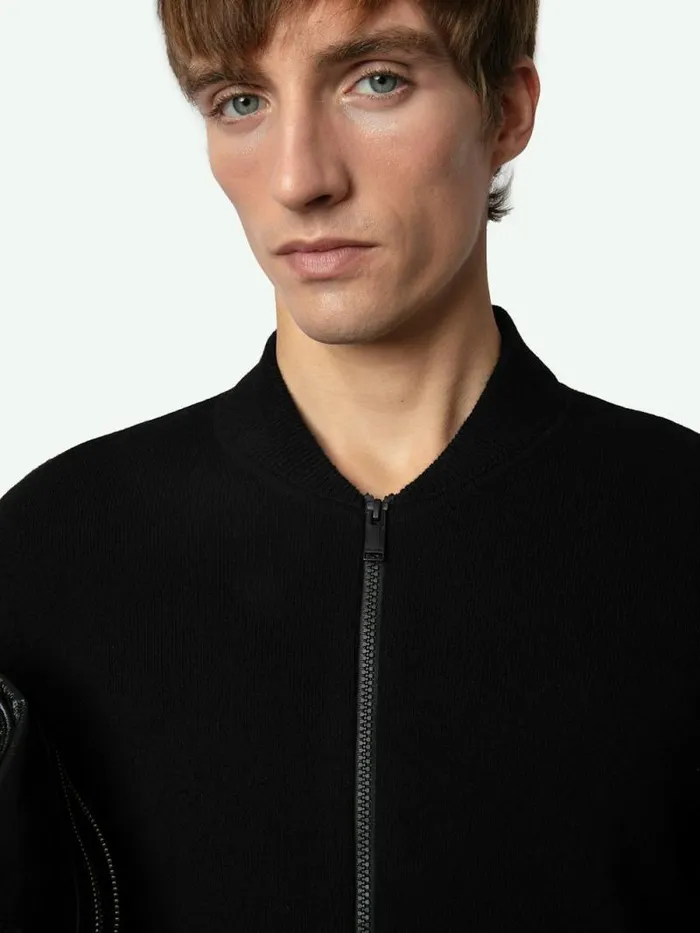 Men Zadig and Voltaire Sweaters and Cardigans Cashton Wool Cardigan Noir