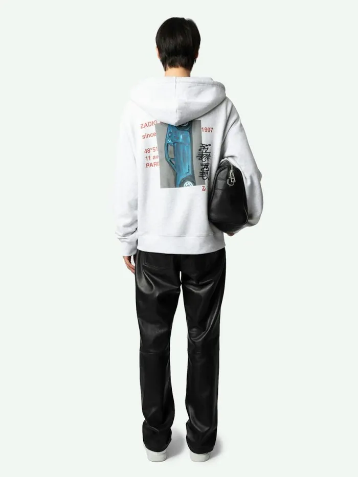 Men Zadig and Voltaire Sweatshirts and Hoodies Soda Photoprint Sweatshirt Gris Chine Clair Men Zadig and Voltaire Sweatshirts and Hoodies Soda Photoprint Sweatshirt Gris Chine Clair