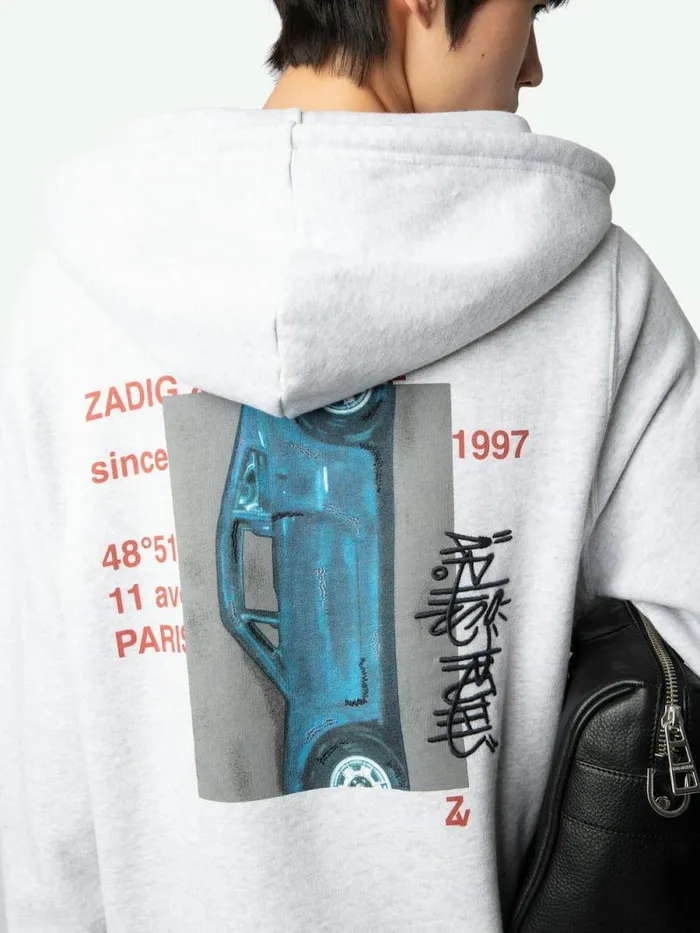 Men Zadig and Voltaire Sweatshirts and Hoodies Soda Photoprint Sweatshirt Gris Chine Clair Men Zadig and Voltaire Sweatshirts and Hoodies Soda Photoprint Sweatshirt Gris Chine Clair