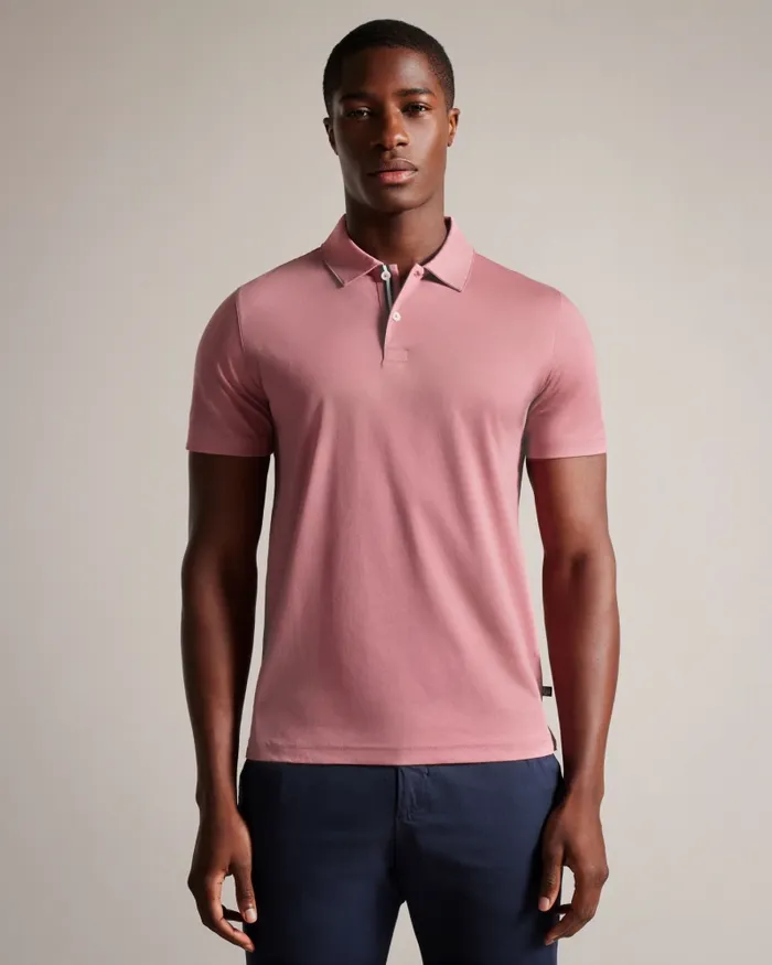 Men ZEITER 8211 Short Sleeve Slim Fit Polo Shirt Medium Pink Ted Baker Tops
