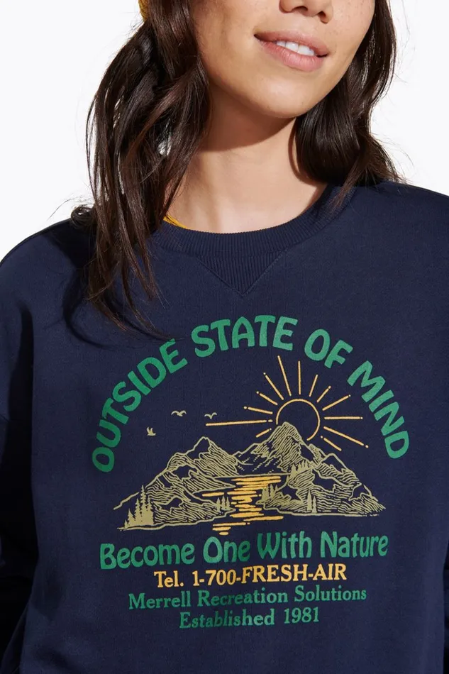 Merrell Outside State Of Mind Crew Navy Women Tops