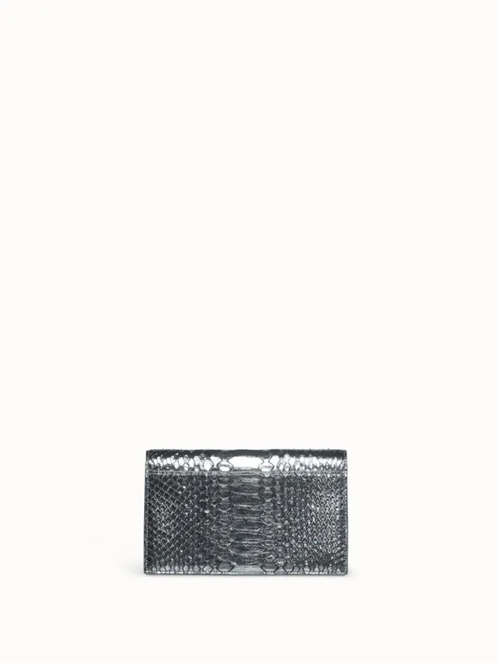 Metallic Python Leather Crossbody Envelope Clutch Inox Women Akris Clutches
