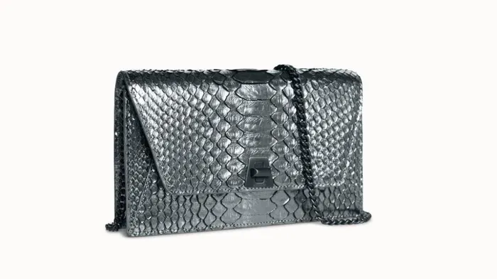 Metallic Python Leather Crossbody Envelope Clutch Inox Women Akris Clutches