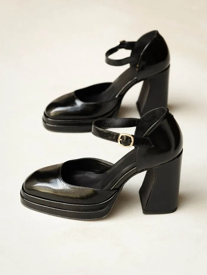 Michelle Black Vinyl Women Bobbies Pumps and Mary Janes Michelle Black Vinyl Women Bobbies Pumps and Mary Janes