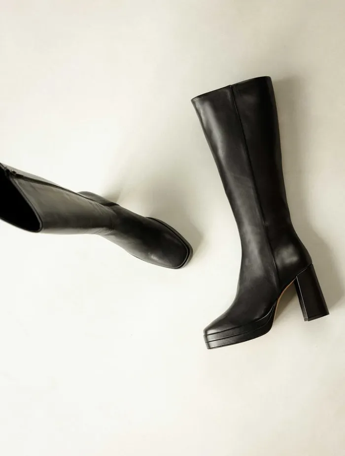 Millie Passion Black Women Bobbies Knee High Boots
