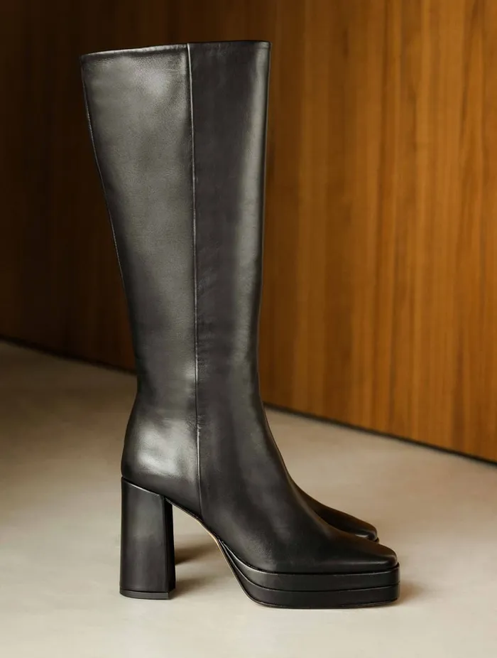 Millie Passion Black Women Bobbies Knee High Boots