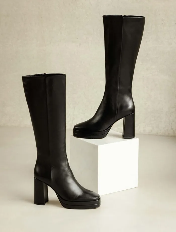 Millie Passion Black Women Bobbies Knee High Boots