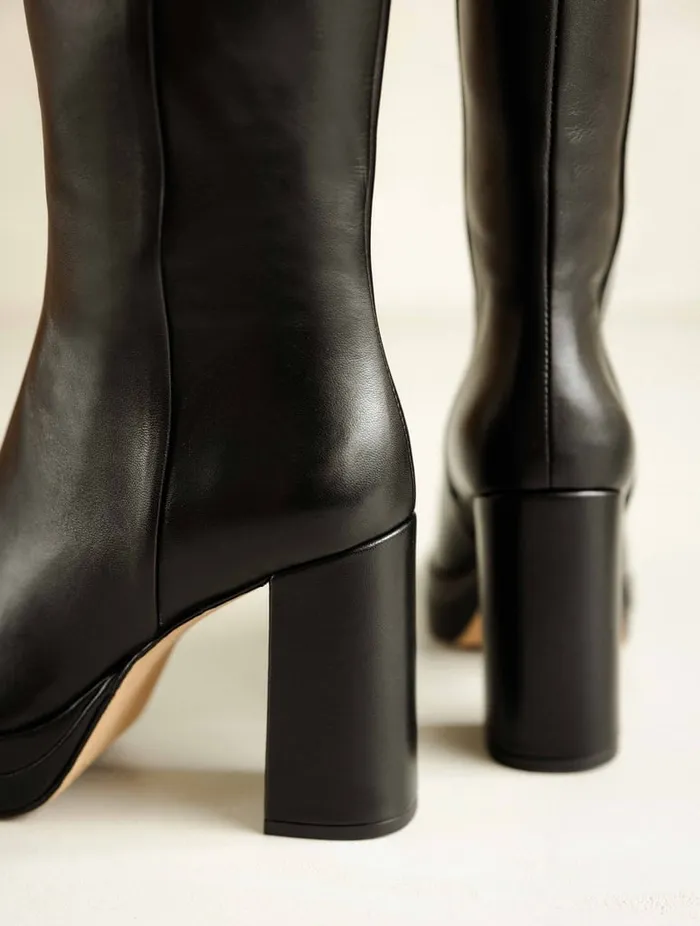 Millie Passion Black Women Bobbies Knee High Boots