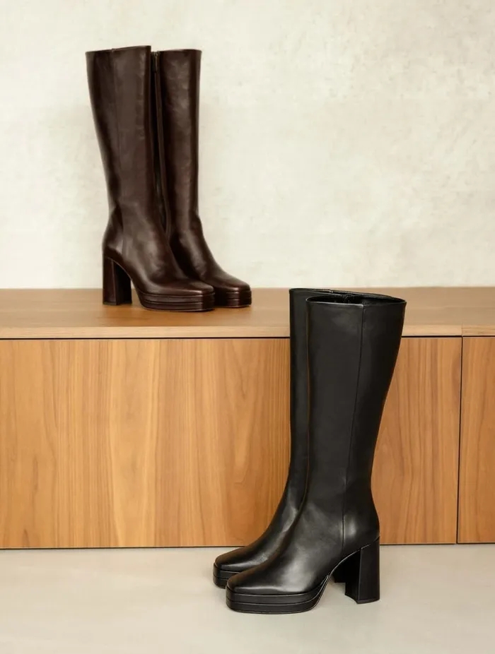 Millie Passion Black Women Bobbies Knee High Boots