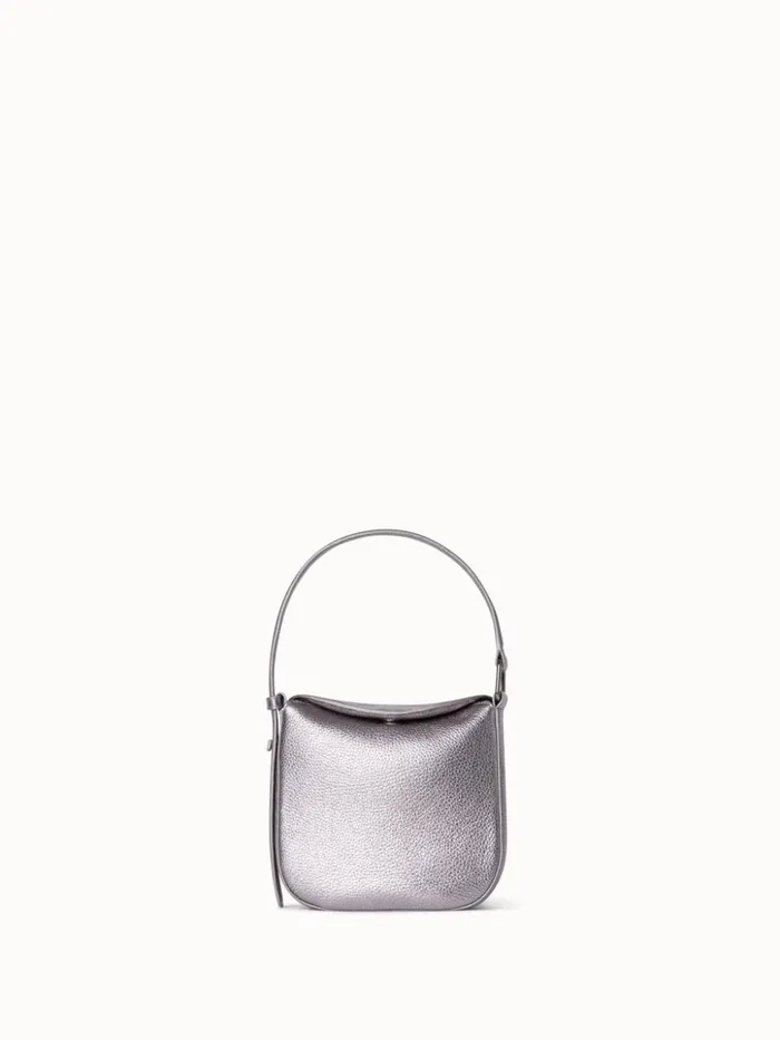 Mini Anna Hobo Bag In Leather Grey Metallic Women Akris Shoulder Bags
