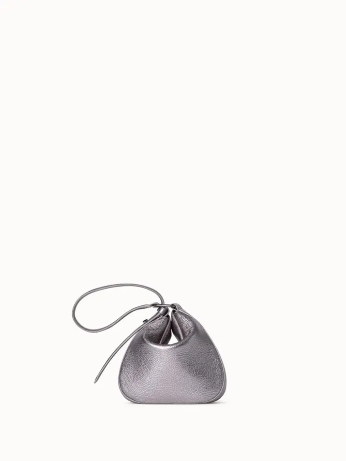 Mini Anna Hobo Bag In Leather Grey Metallic Women Akris Shoulder Bags