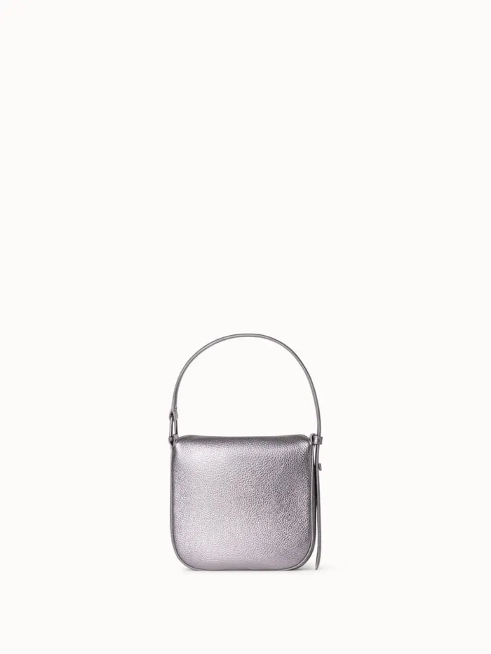 Mini Anna Hobo Bag In Leather Grey Metallic Women Akris Shoulder Bags