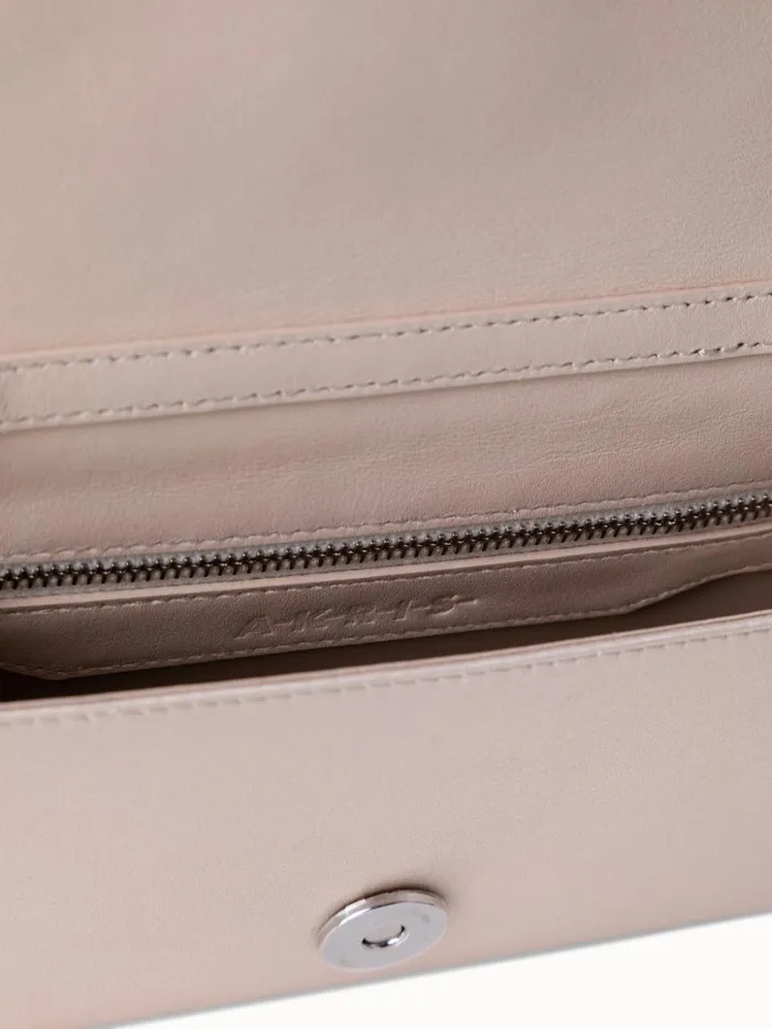 Mini Anouk Clutch In Satin With Crystal Trapezoid Alabaster Women Akris Clutches