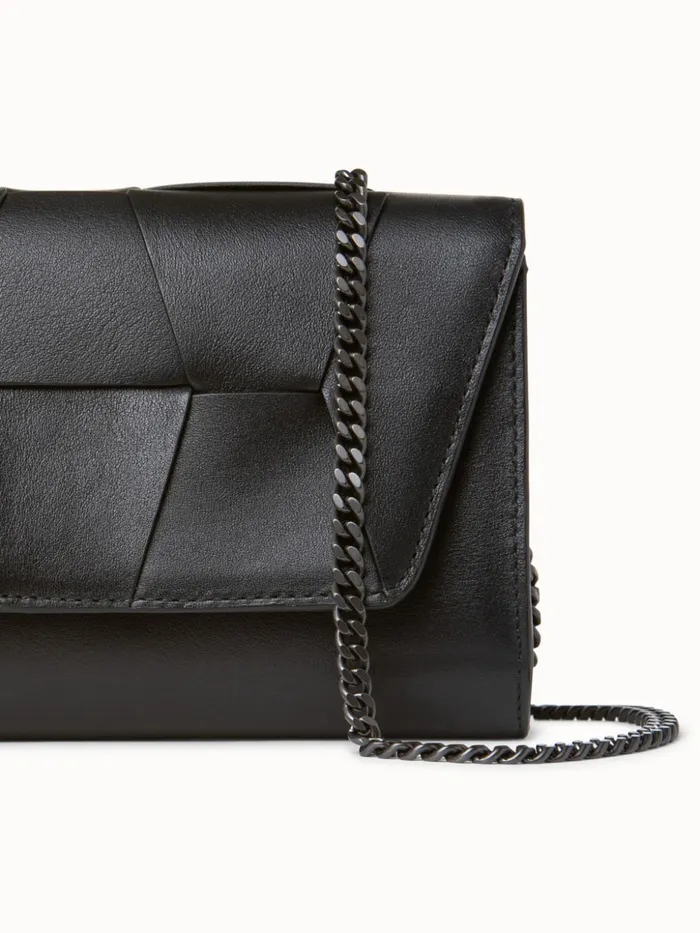Mini Clutch In Braided Trapezoids Black Women Akris Mini Bags