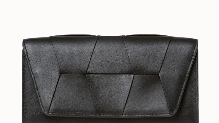 Mini Clutch In Braided Trapezoids Black Women Akris Mini Bags