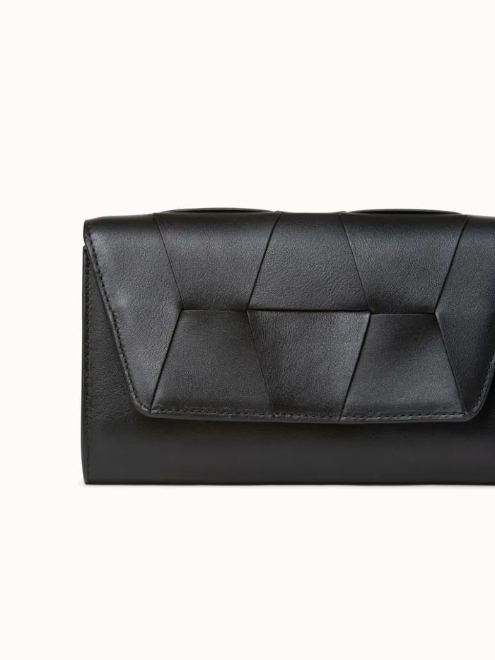 Mini Clutch In Braided Trapezoids Black Women Akris Mini Bags