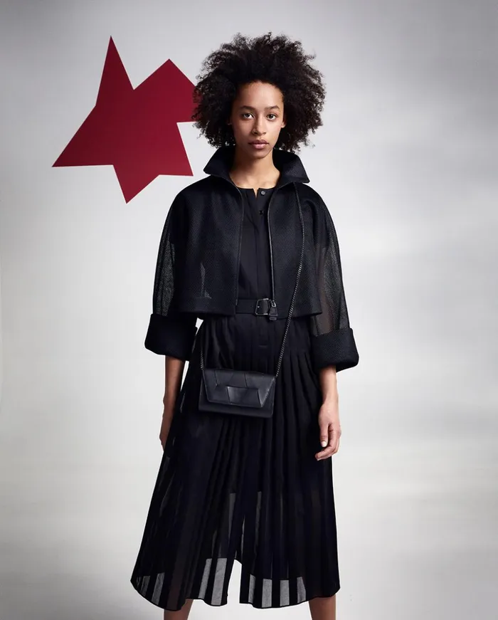 Mini Clutch In Braided Trapezoids Black Women Akris Mini Bags