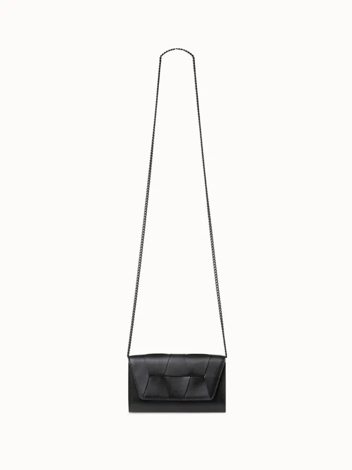 Mini Clutch In Braided Trapezoids Black Women Akris Mini Bags