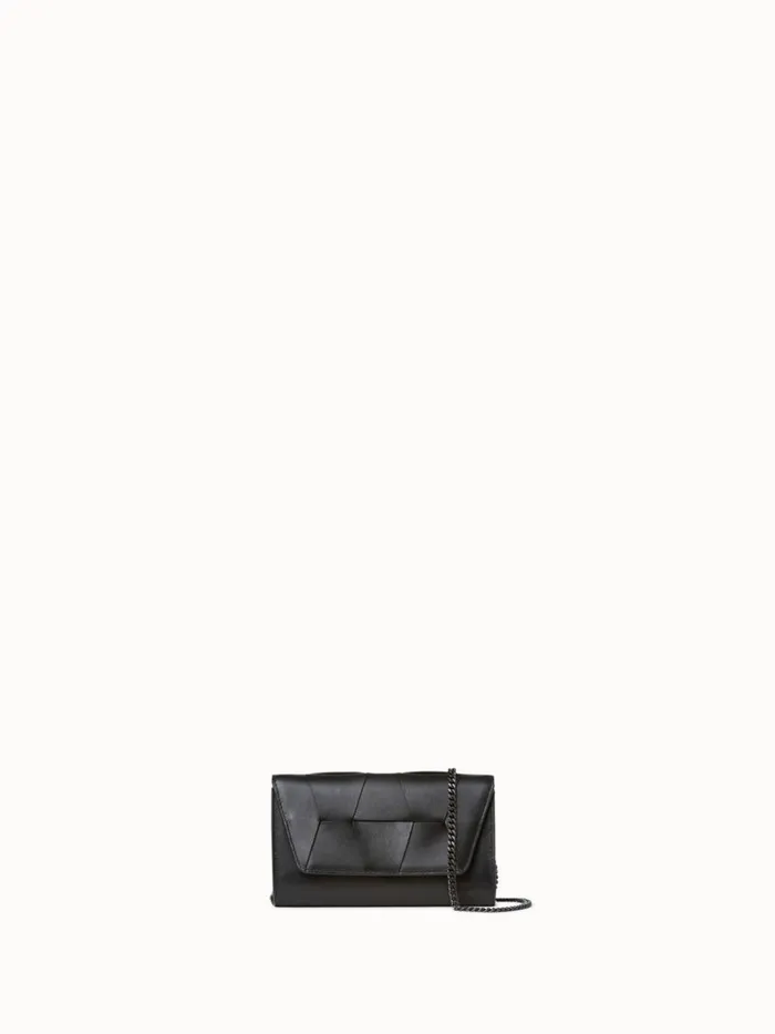 Mini Clutch In Braided Trapezoids Black Women Akris Mini Bags