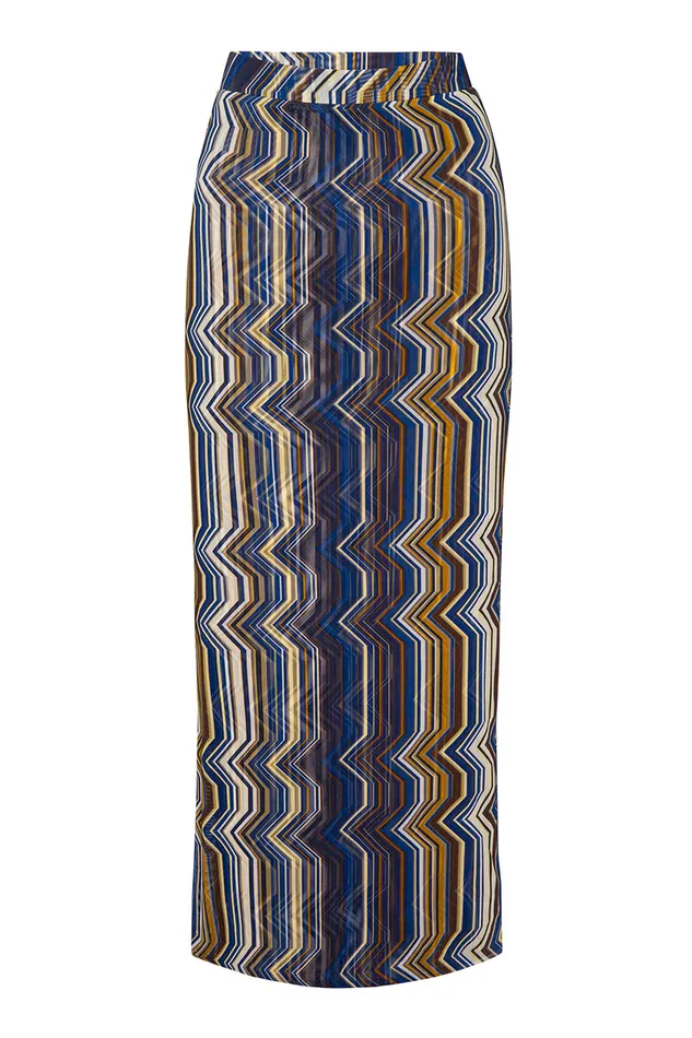 Misa Los Angeles Aisha Skirt La Banda Blue Mesh Women Matching Sets