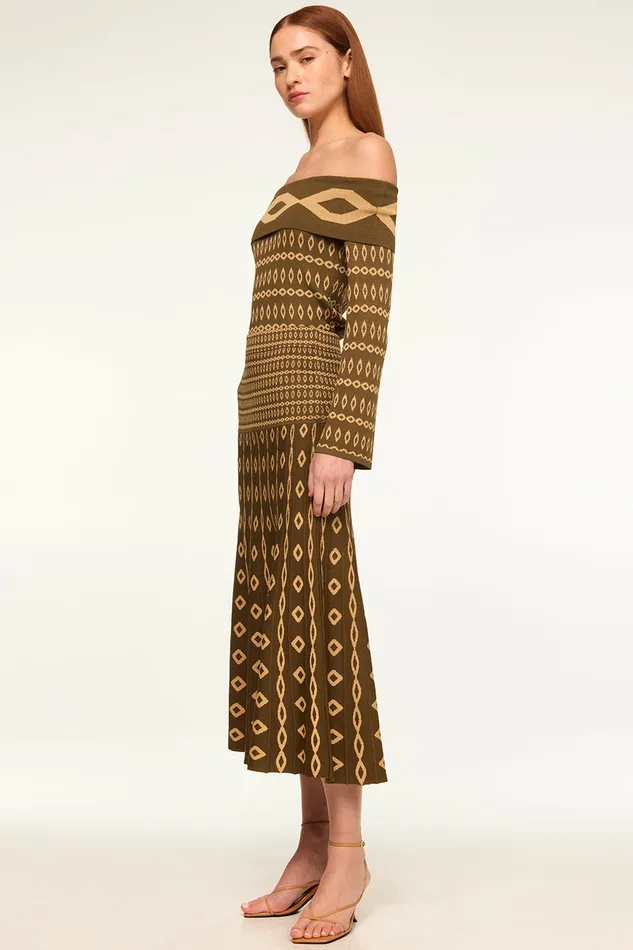 Misa Los Angeles Alani Top Olive Geo Stripe Women Tops