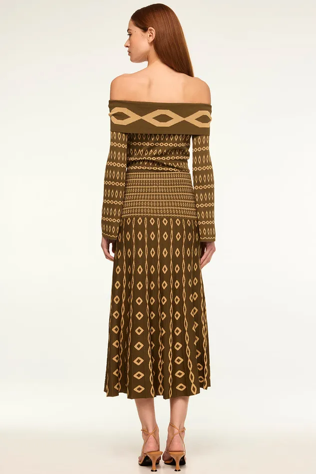 Misa Los Angeles Alani Top Olive Geo Stripe Women Tops