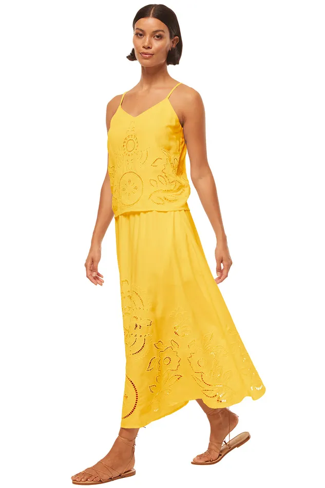 Misa Los Angeles Analisse Skirt Canary Eyelet Women Matching Sets