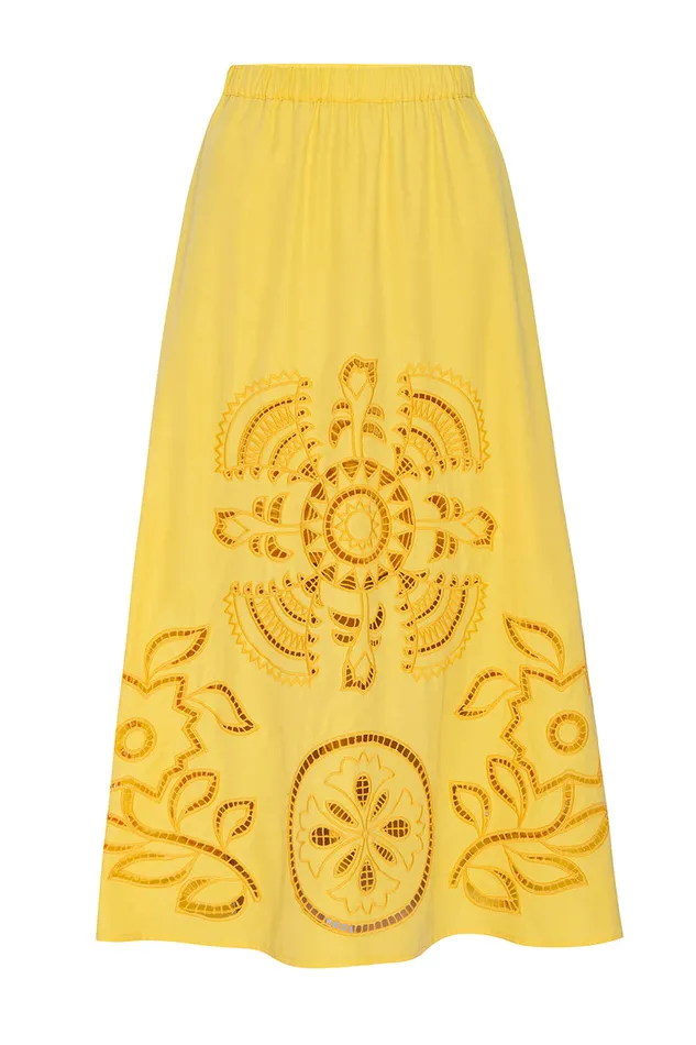 Misa Los Angeles Analisse Skirt Canary Eyelet Women Matching Sets