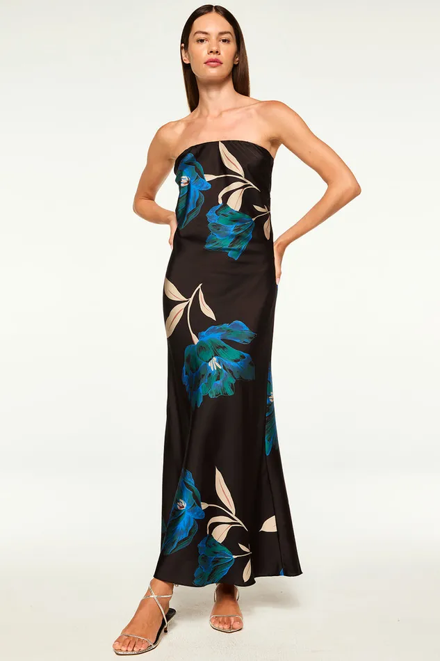 Misa Los Angeles Cheryl Dress Nightshade Flora Satin Women Dresses