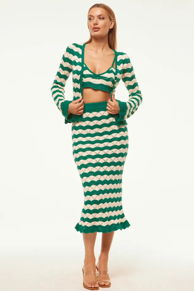 Misa Los Angeles Eida Bralette Emerald Stripe Women Tops