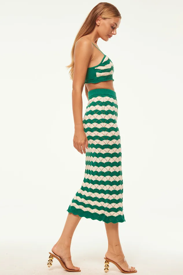 Misa Los Angeles Eida Bralette Emerald Stripe Women Tops
