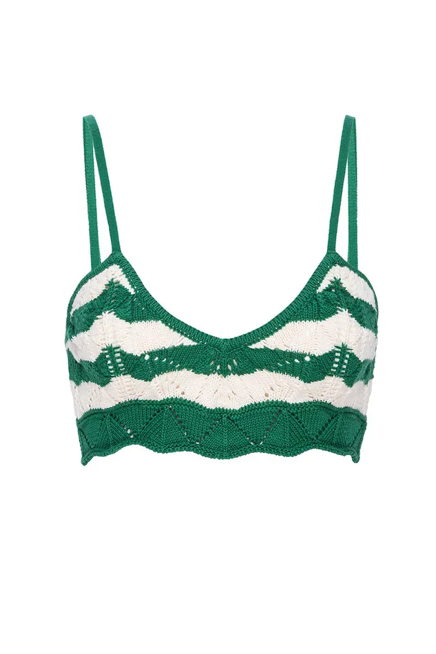 Misa Los Angeles Eida Bralette Emerald Stripe Women Tops