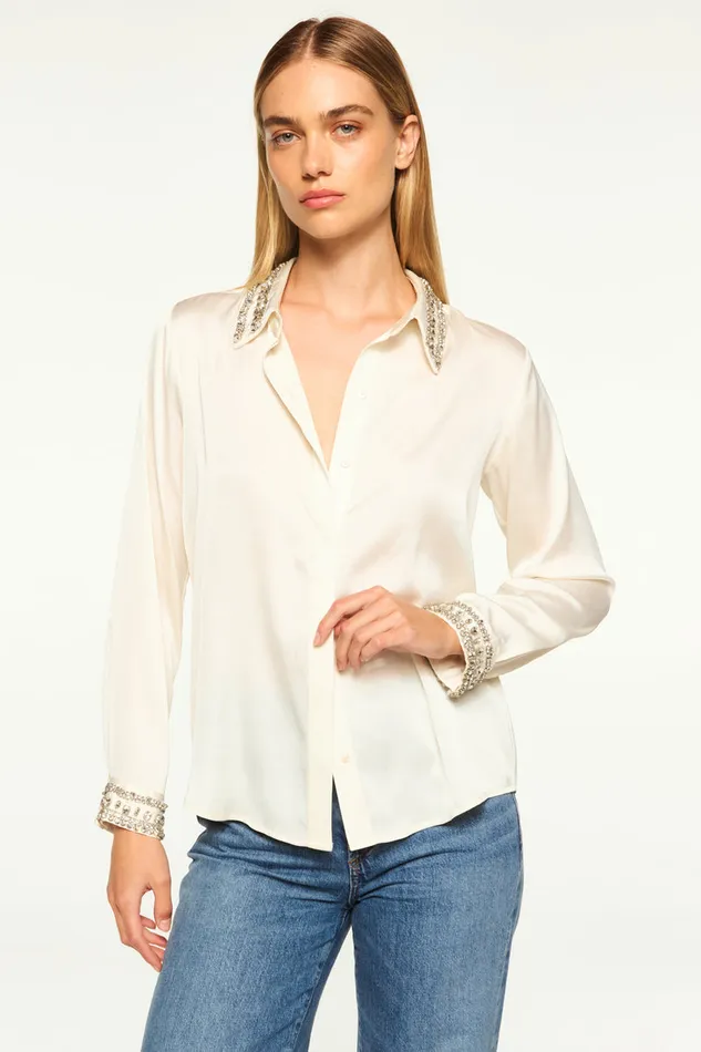Misa Los Angeles Ellie Top Ivory Satin Women Matching Sets