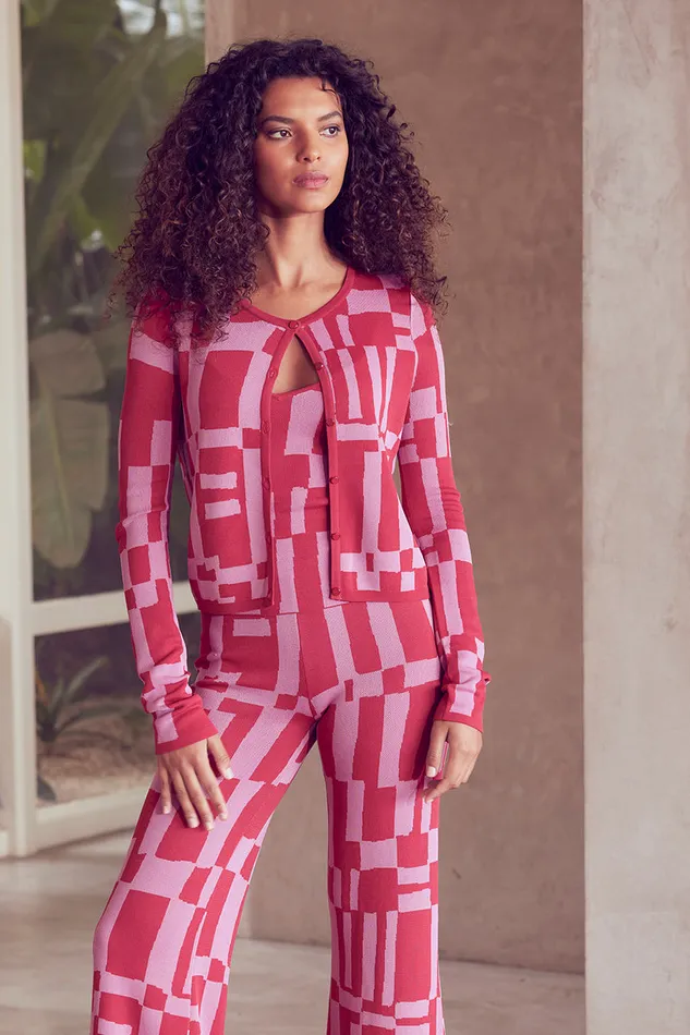 Misa Los Angeles Elvin Cardigan Pink U0026 Red Women Knits