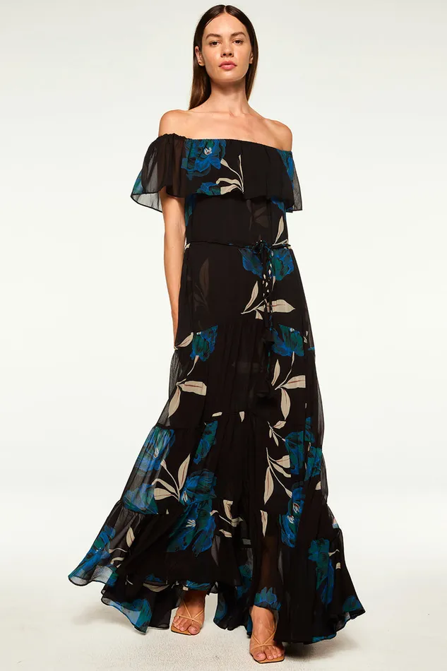 Misa Los Angeles Estella Dress Nightshade Flora Chiffon Women Dresses