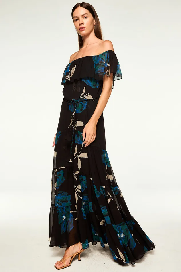 Misa Los Angeles Estella Dress Nightshade Flora Chiffon Women Dresses