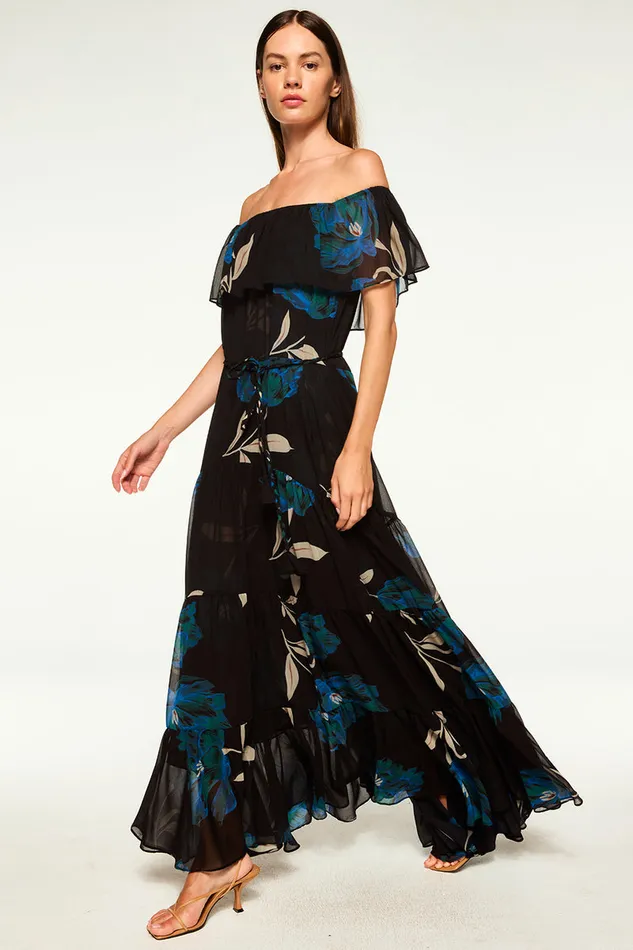Misa Los Angeles Estella Dress Nightshade Flora Chiffon Women Dresses