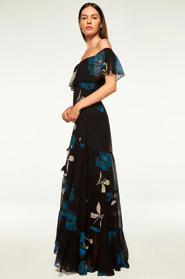 Misa Los Angeles Estella Dress Nightshade Flora Chiffon Women Dresses