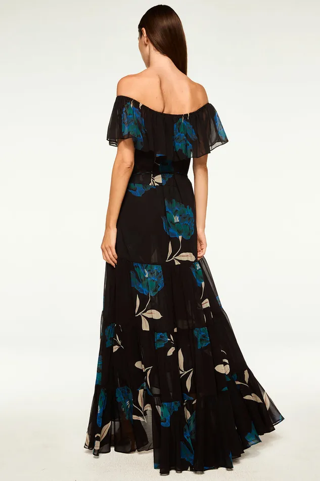 Misa Los Angeles Estella Dress Nightshade Flora Chiffon Women Dresses