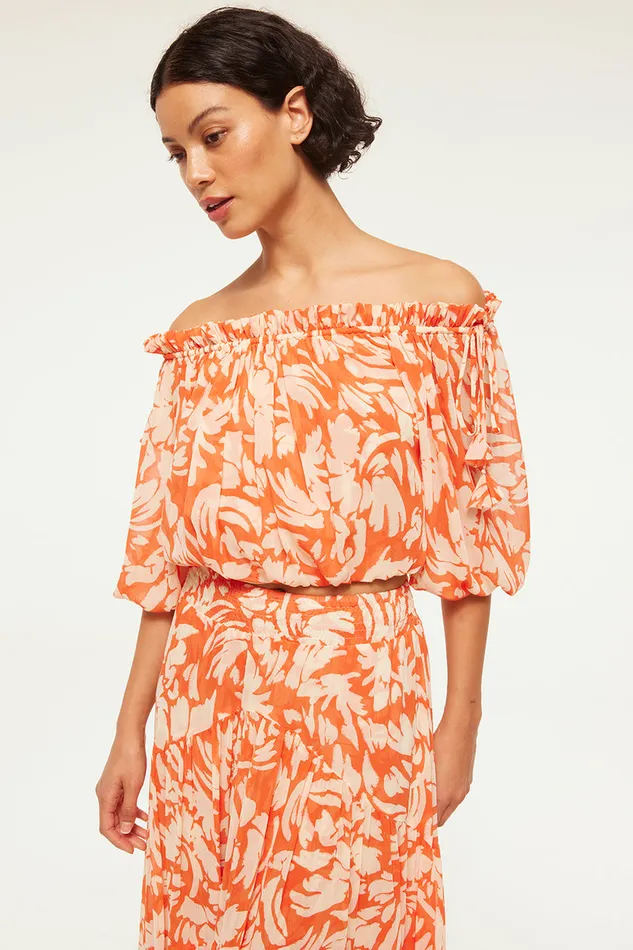 Misa Los Angeles Eva Top Patmos Tangerine Women Tops