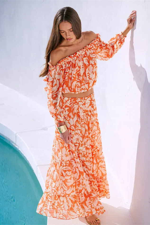 Misa Los Angeles Eva Top Patmos Tangerine Women Tops