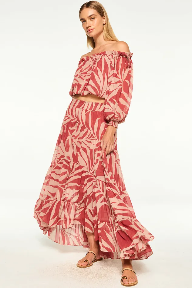 Misa Los Angeles Eva Top Rust Palm Frond Women Matching Sets